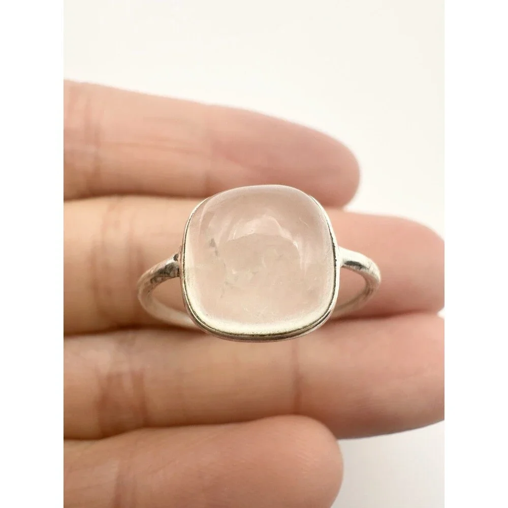 925 Sterling Silver Natural Gemstone Cabochon Ring Size 7